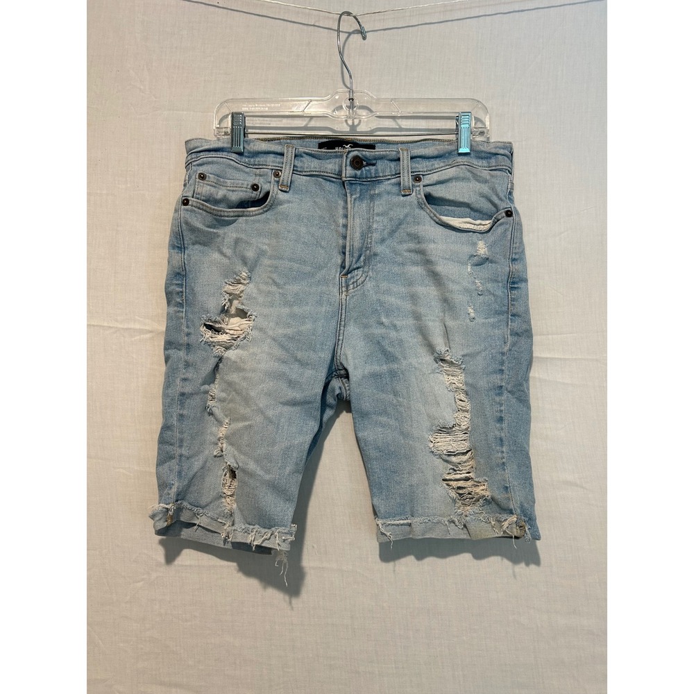 Hollister Mens Skinny Denim Shorts Light Wash Distressed Epic Flex W33 3H0667